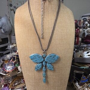 Chico's Silver and Turquoise Dragonfly Necklace